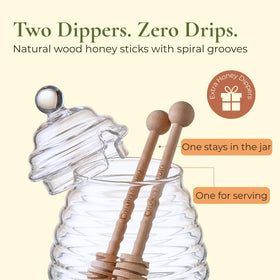HAPPI STUDIO two wooden dippers with spiral grooves enable drip-free pouring.