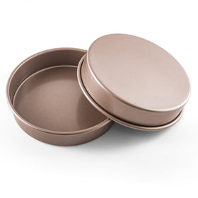Elegant champagne-gold bakeware from a female-owned brand.
