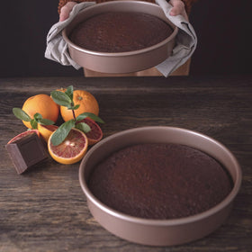 Non-toxic, PFOA-free, BPA-free bakeware in champagne gold finish.
