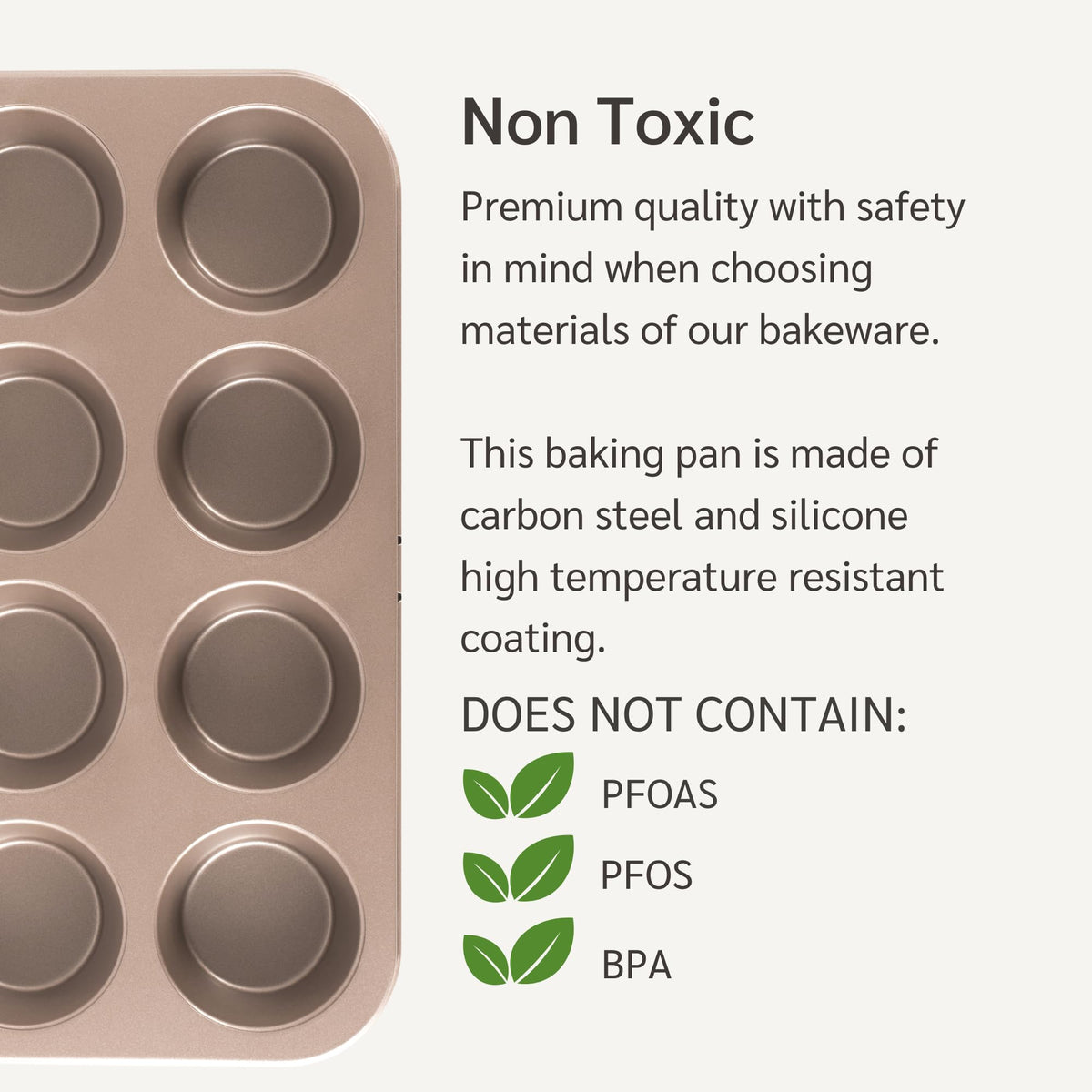 HAPPIELS non-toxic BPA-free muffin pan with PFOS-free coating for safer baking