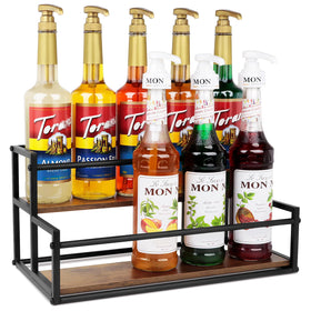 Happilif coffee syrup rack two-tier setup keeps bottles organized and within reach