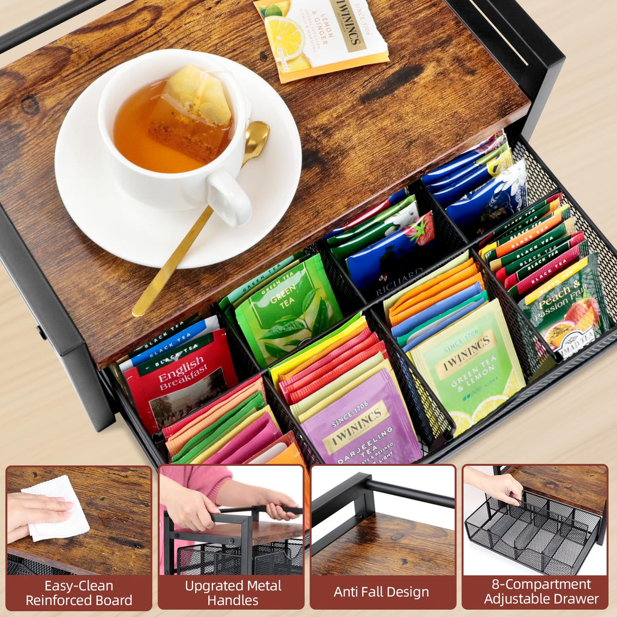 Happilif sturdy frame combines metal and wood for lasting use.