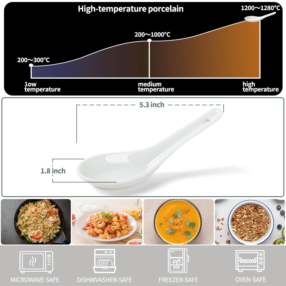 Happy Kit bone ceramic spoons, ramen-ready, heat-resistant and dishwasher-safe.