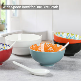 Happy Kit ceramic soup spoon, 5.3 inches, deep and sturdy for ramen and pho.