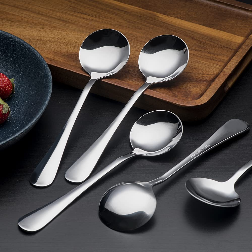 Happy Kit heavy-weight spoons offer substantial feel for soups.