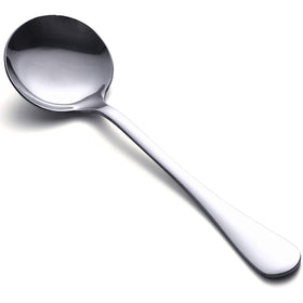 Happy Kit soup spoons 8pc round-bowl design for elegant family meals.