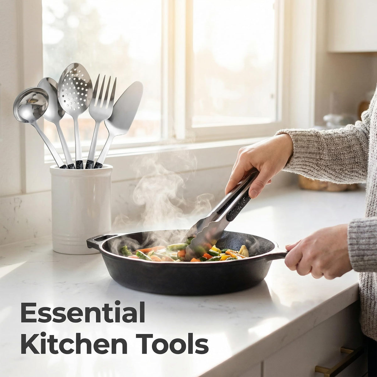 Happy Kit cooking spoon with heat-resistant handle for kitchen tasks.