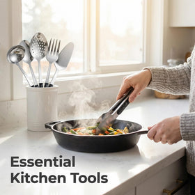 Happy Kit cooking spoon with heat-resistant handle for kitchen tasks.