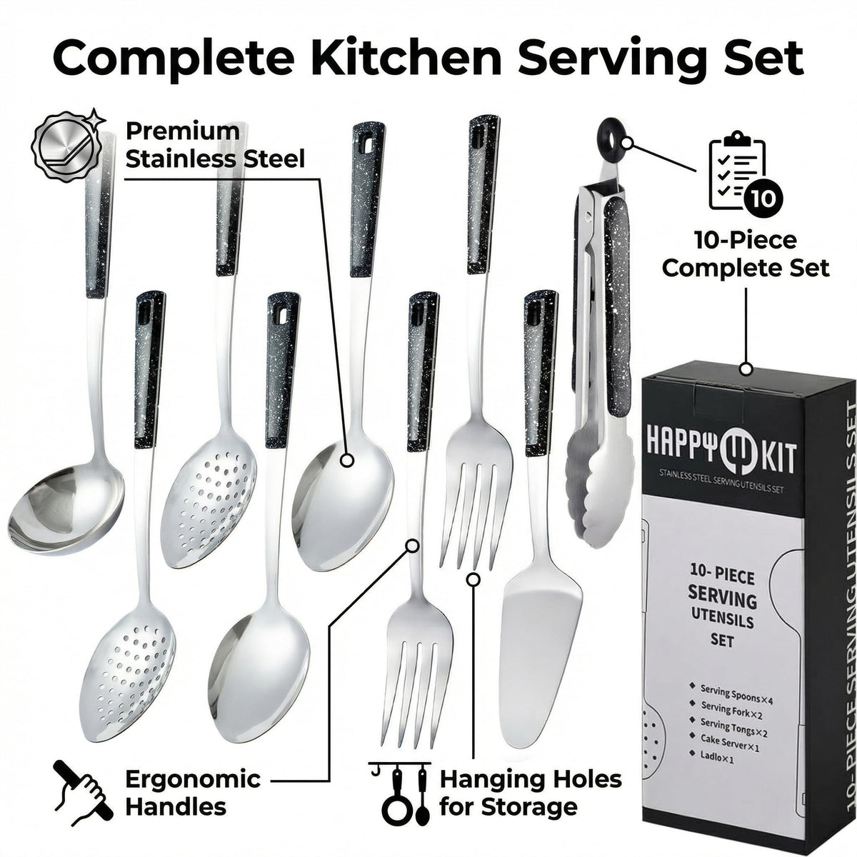 Happy Kit serving fork designed for stable, easy plating and serving.
