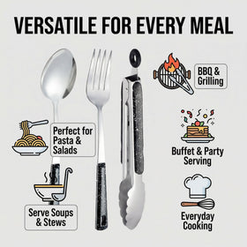 Happy Kit serving tongs with ergonomic grip for precise, confident serving.