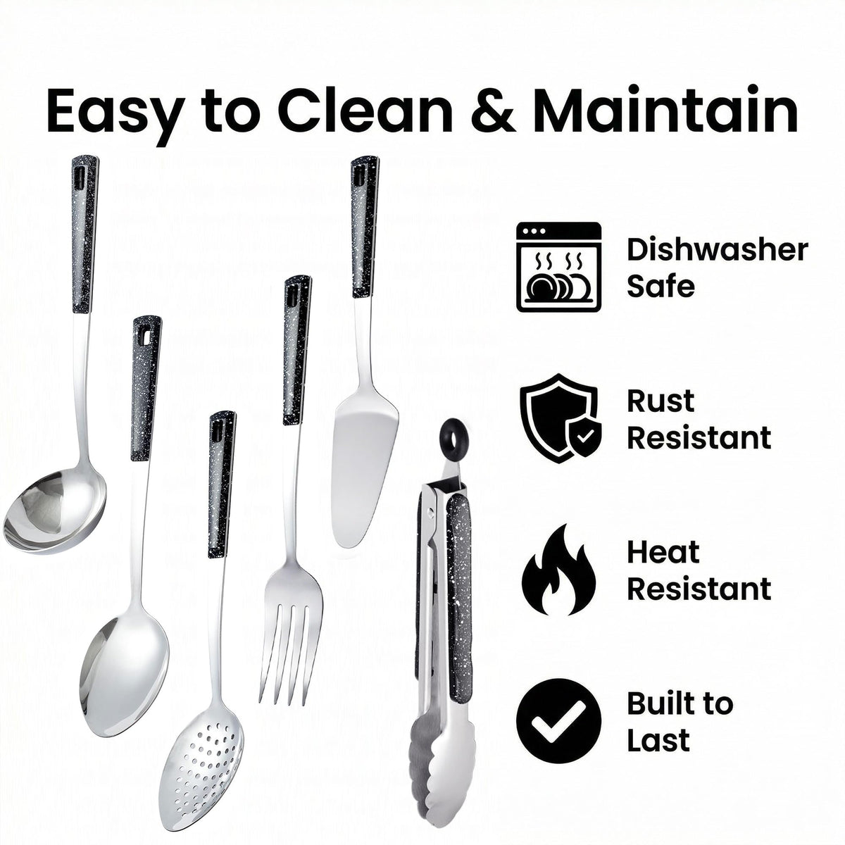 Happy Kit slotted spoon with perforated bowl for draining liquids.