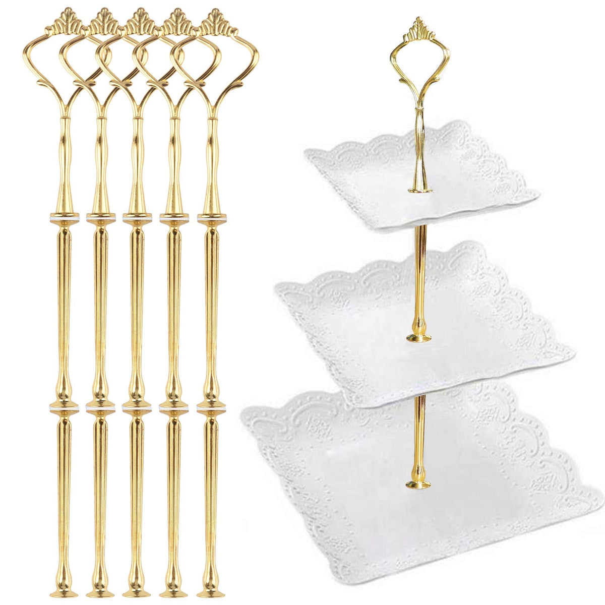 Happy Will gold crown tiered tray hardware ready for durable dessert displays.