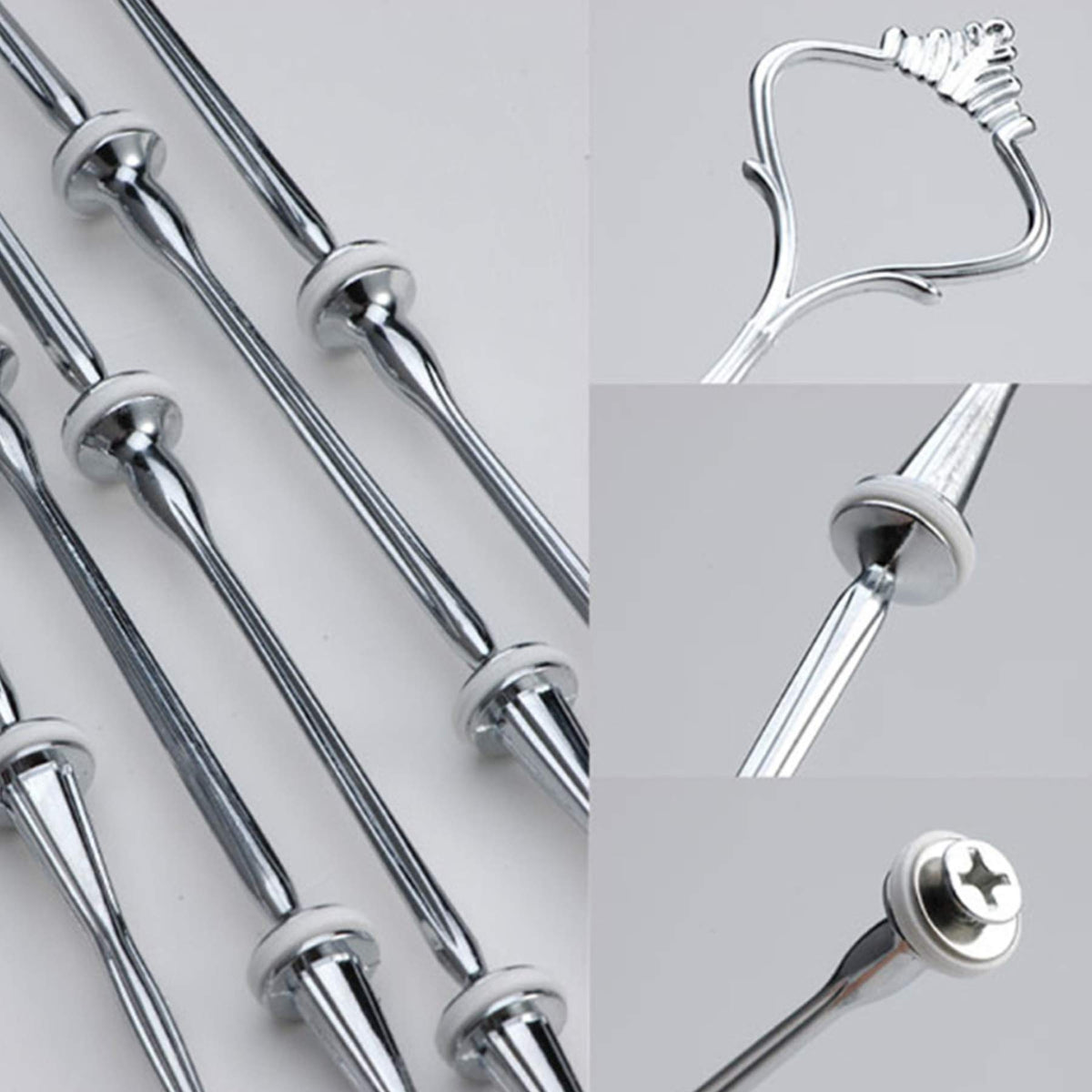 Happy Will heavy-duty silver bracket offers durable framing for tall dessert towers.
