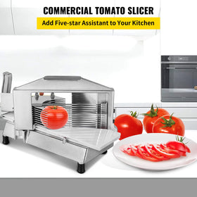 Happybuy VEVOR tomato slicer in action slicing multiple tomatoes efficiently