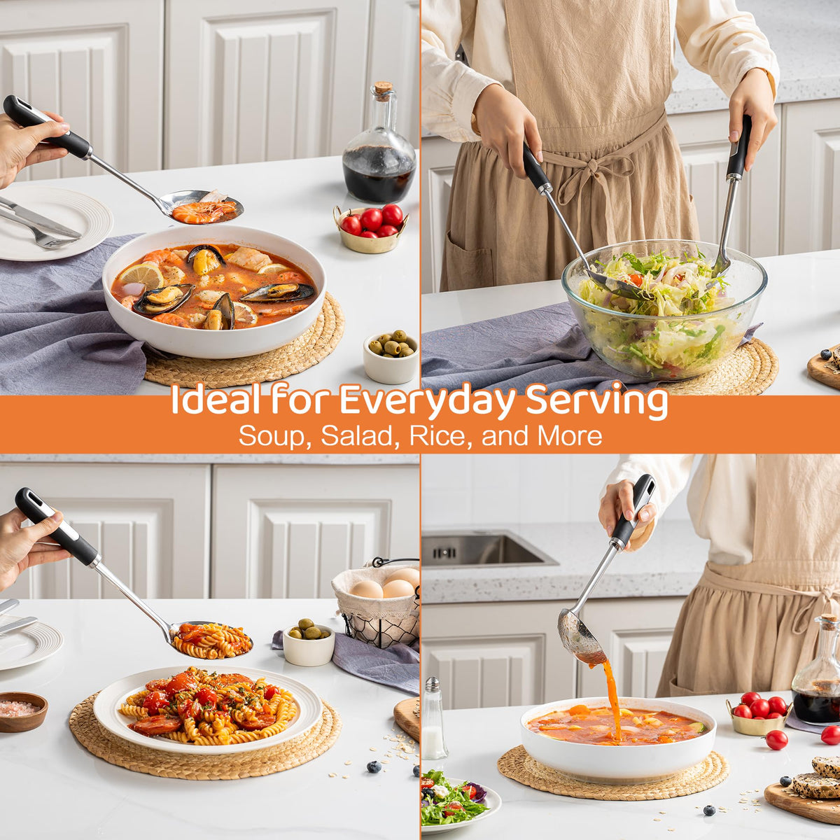 HAPPY KIT utensils in polished finish, easy to clean and sanitize
