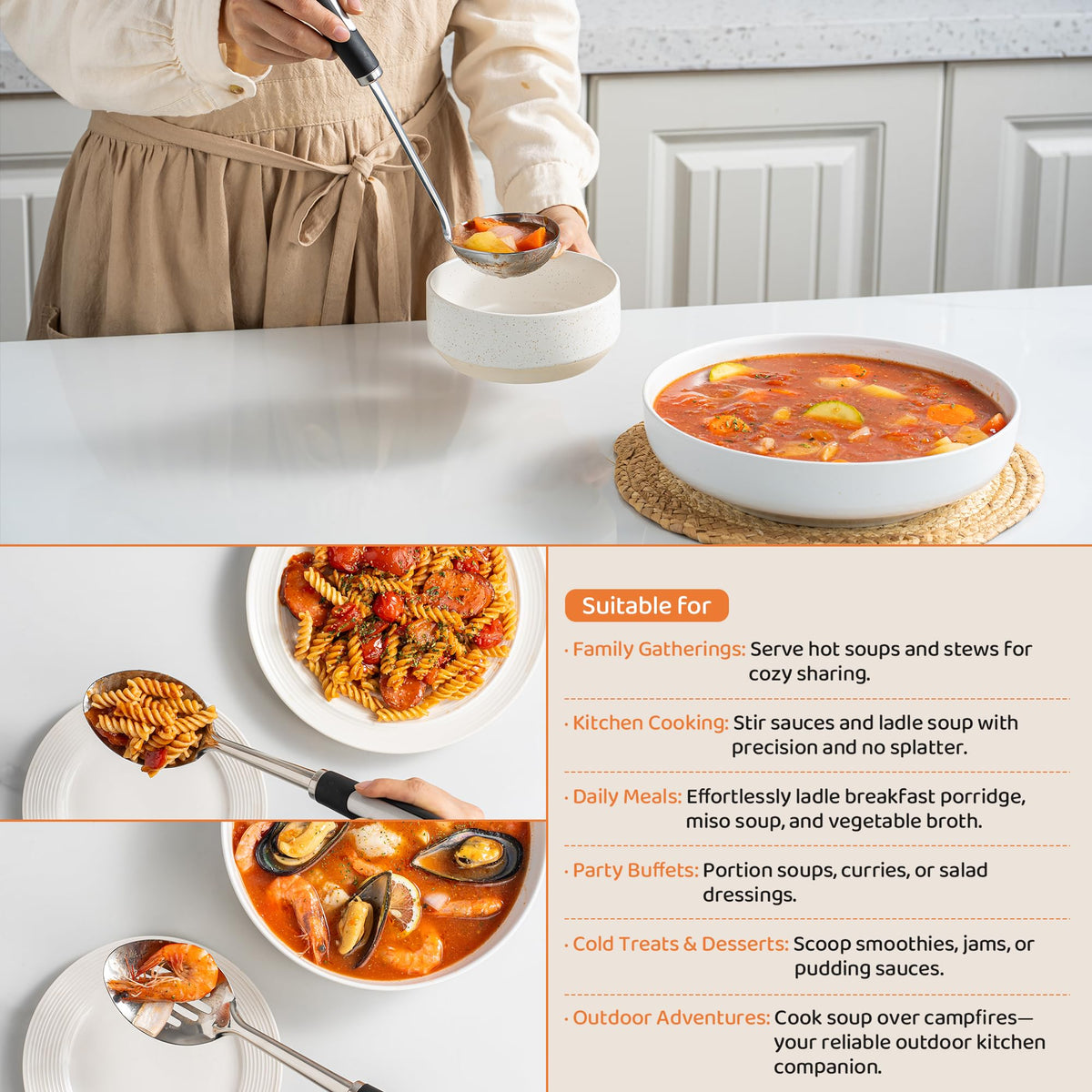 HAPPY KIT ergonomic design provides comfortable control during cooking