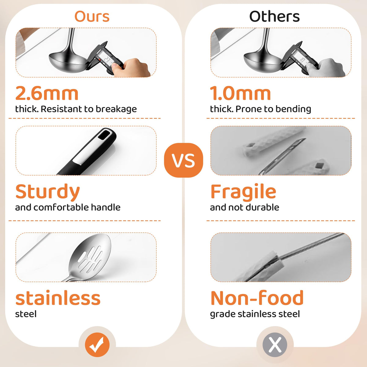 HAPPY KIT soup ladle showing smooth edges for safe serving