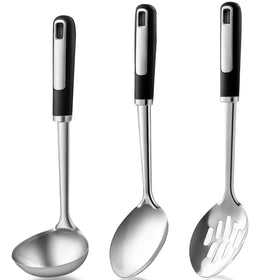 HAPPY KIT stainless steel spoons set on display, durable, rust-resistant for everyday cooking