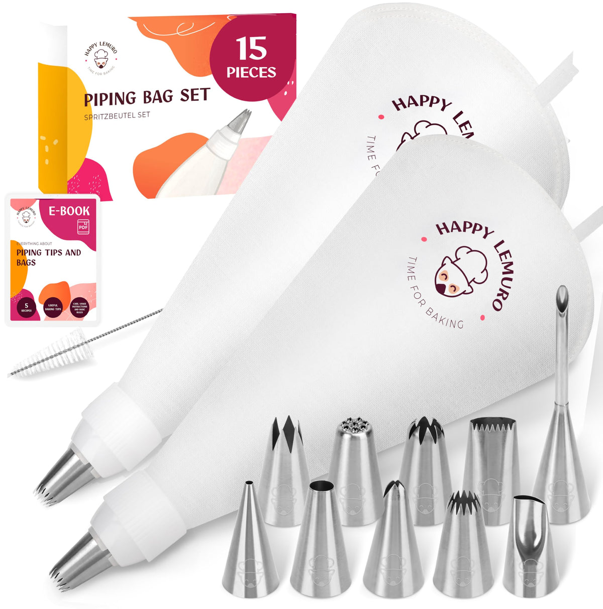 Happy Lemuro cake decorating kit packaging shows a complete reusable set perfect for gifting