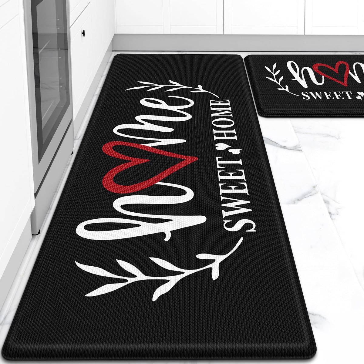 HappyTrends kitchen mat front view with cushioned support for long standing.