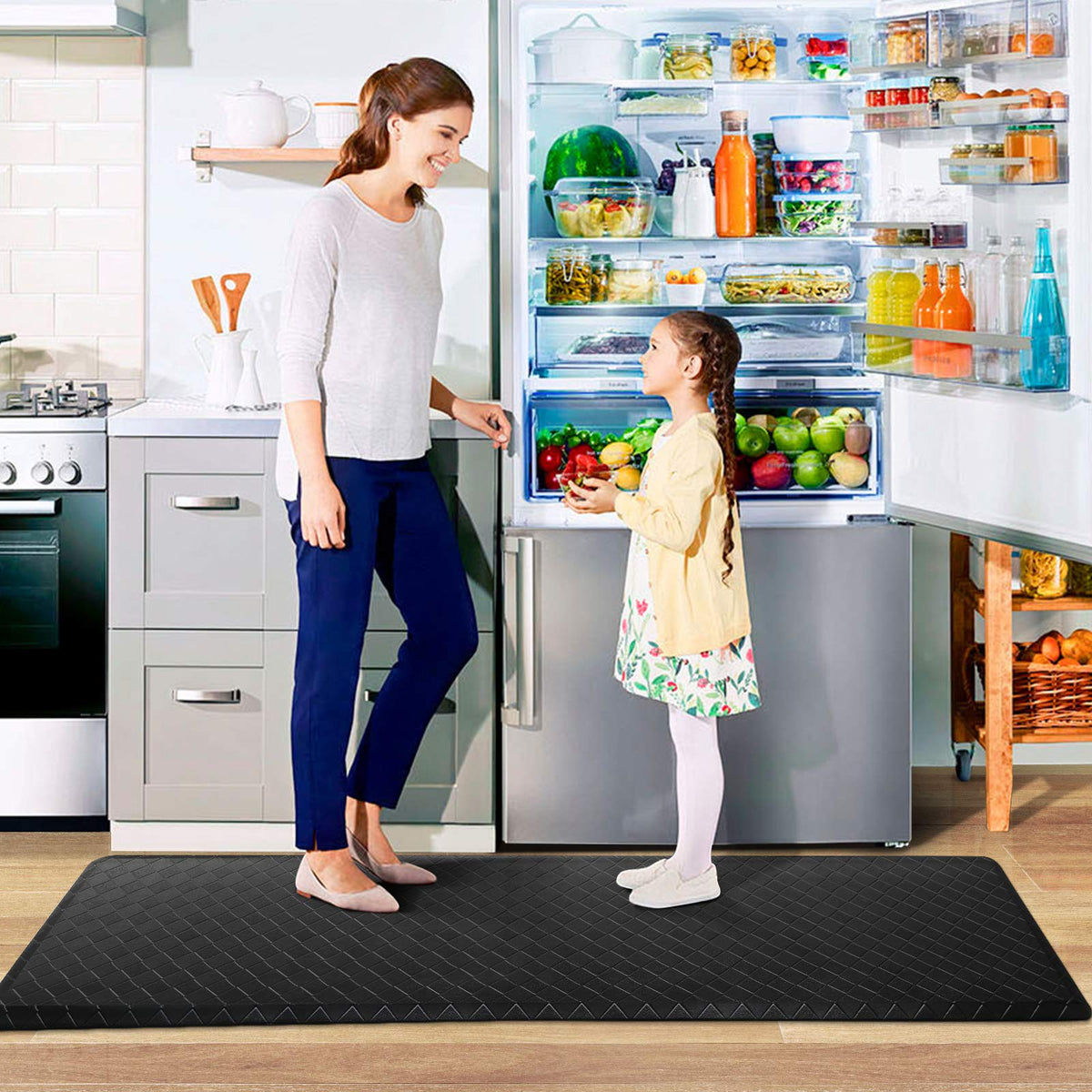 HappyTrends heavy-duty kitchen mat in high-traffic area with grip