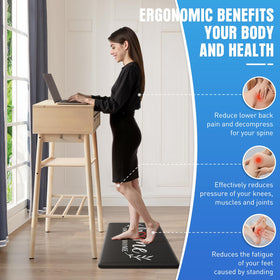 HappyTrends mat size 17.3x47 inches supports extended standing periods.