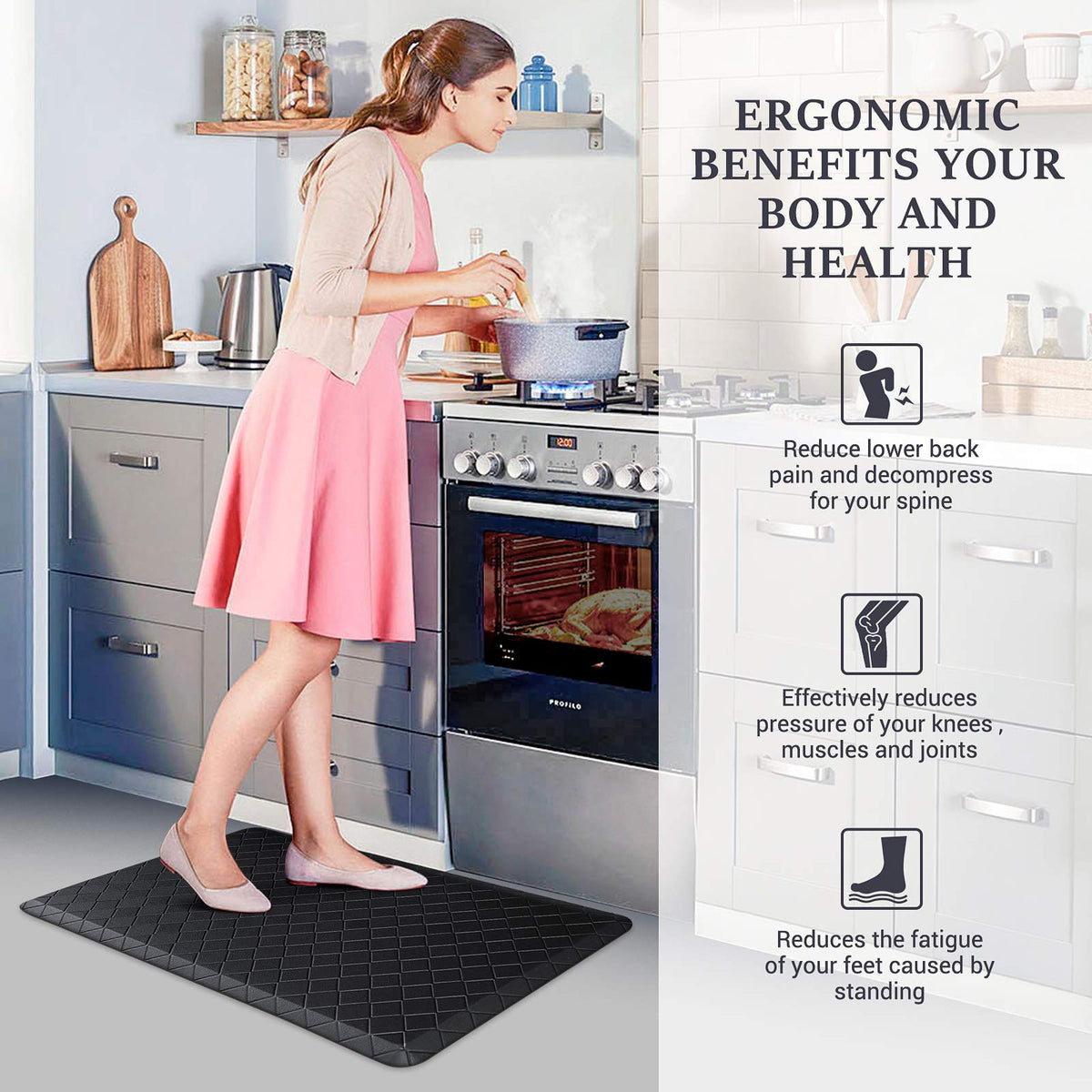 HappyTrends floor mat 17.3 by 28 inches showcase large standing area.