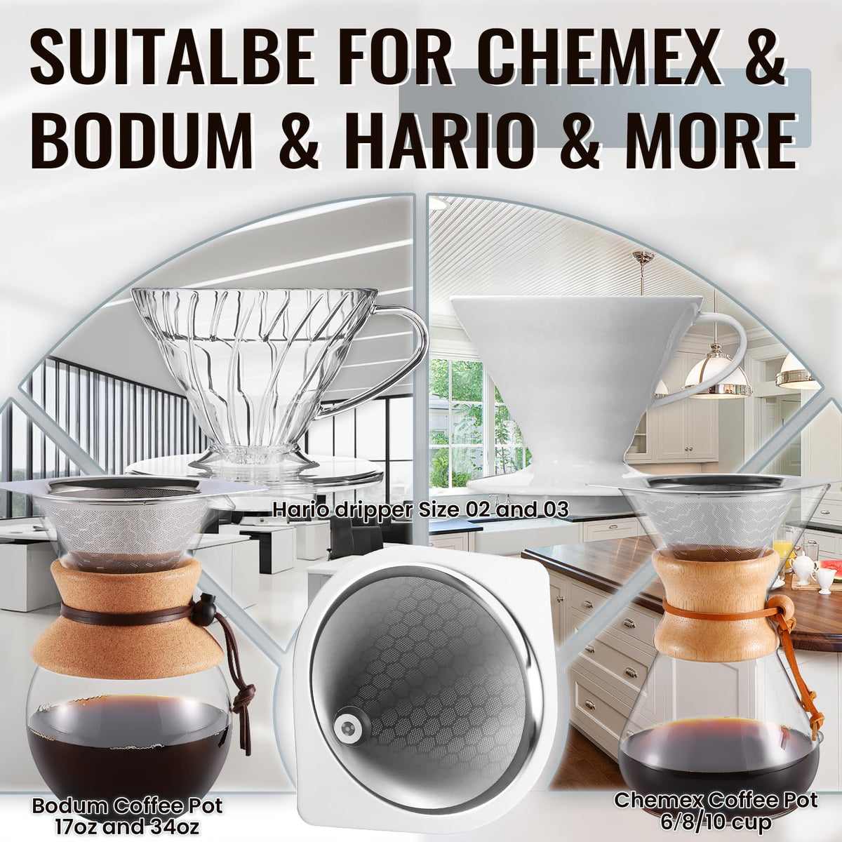 HAPYHOOM double-layer stainless steel filter for fuller flavor