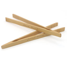 Hara Huri bamboo toaster tongs dual-pack, heat-safe for toast and serving.