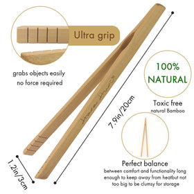 Hara Huri bamboo toaster tongs non-slip grip for secure toast handling.