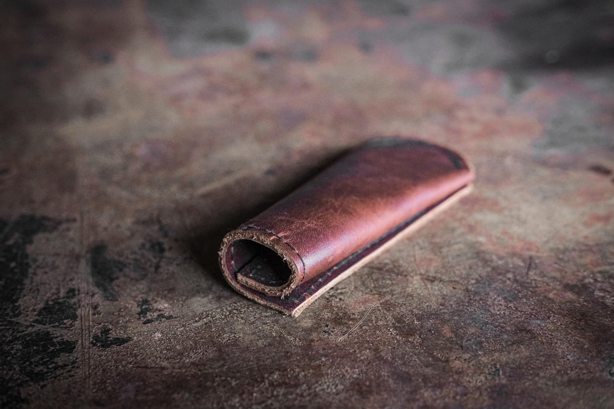 Hardmill patented slide-on design on leather cover for easy on-off use