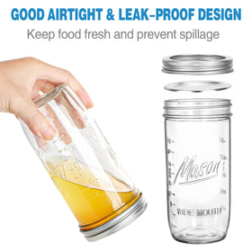 Harfuyee 24 oz mason jar embossed measurements aid precise filling