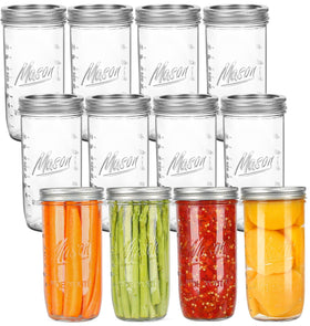 Harfuyee 24 oz wide-mouth mason jar front view for versatile storage and easy filling