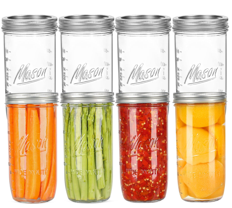 Harfuyee 24oz wide-mouth mason jar with lids for sturdy filling and storage