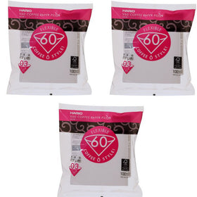 Hario 03 cone coffee filters; three-pack for clean, consistent brews.