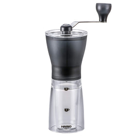 HARIO Ceramic Coffee Mill Original Black compact design for easy storage.