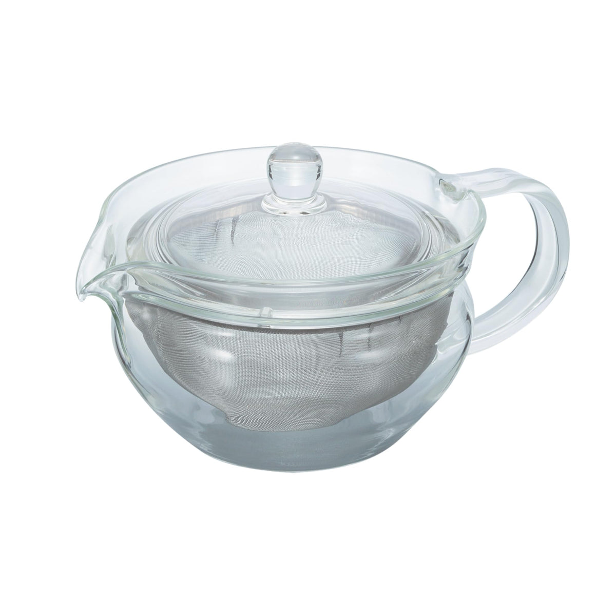 Hario ChaCha Kyusu Maru glass body highlights tea color as it brews