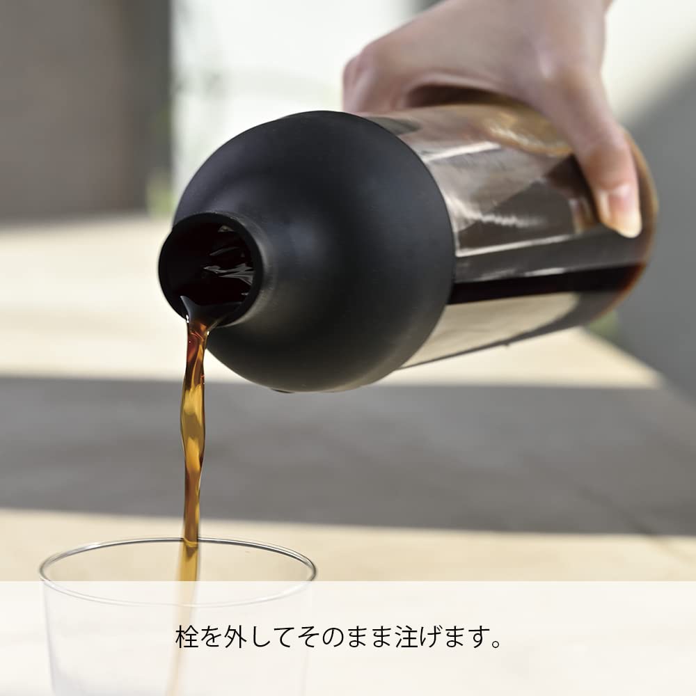 HARIO bottle stored in fridge door, keeping cold brew ready.