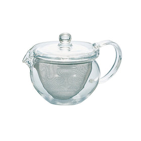 Hario Maru tea pot with glass body showcases sleek design for clear brewing
