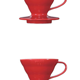 Hario V60 02 ceramic red dripper packaging shows porcelain build