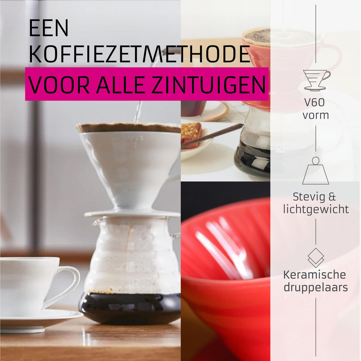 Hario V60 02 ceramic red dripper top view highlights even extraction