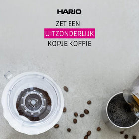 Hario V60 ceramic coffee dripper White, in use, ideal for single-serve mornings.