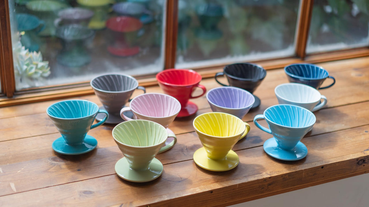 Hario V60 ceramic dripper in the kitchen red – stylish and practical.