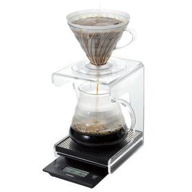 Hario V60 Drip Scale timer in use to track brew progress