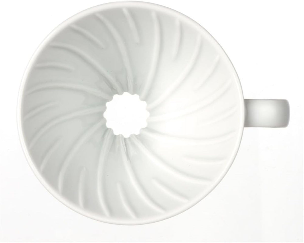 Hario V60 Dripper 02 White side profile showcases ergonomic pour design
