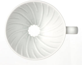 Hario V60 Dripper 02 White side profile showcases ergonomic pour design