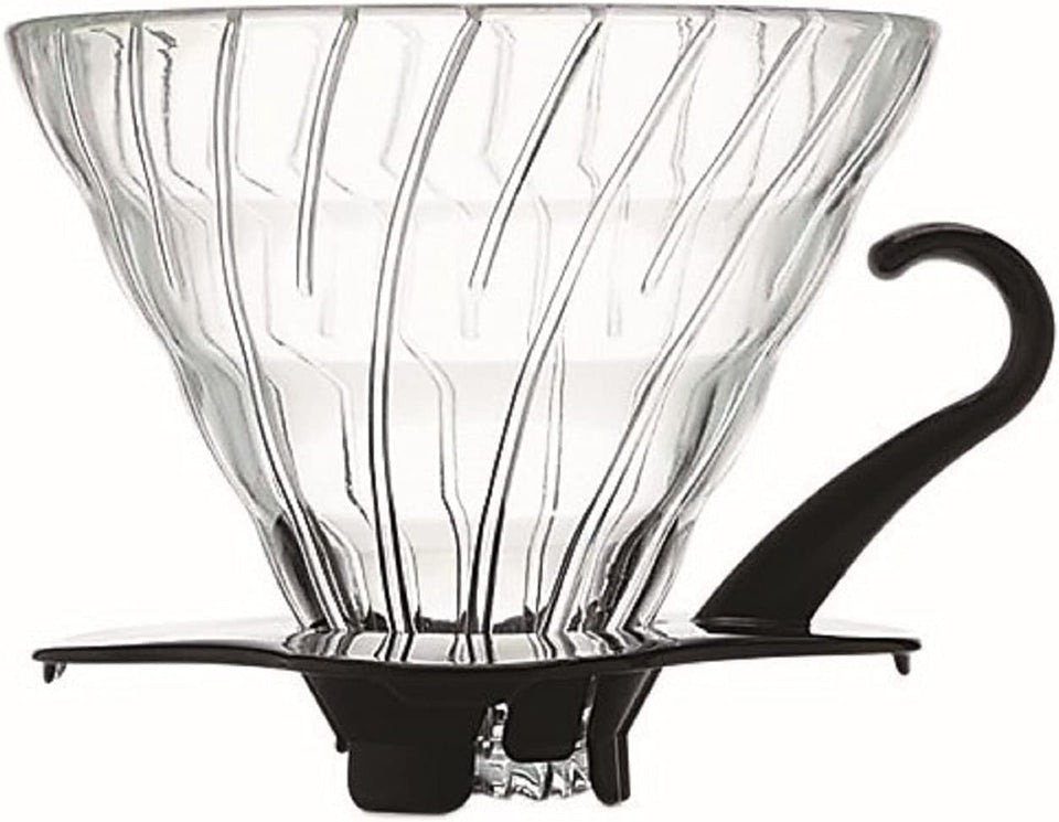Hario V60 glass coffee dripper 02 black for precise pour-over brewing