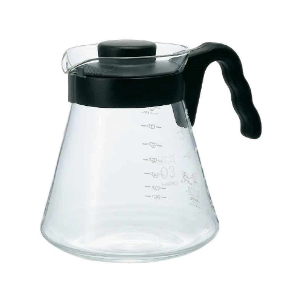 Hario V60 glass coffee server 1000ml black for larger pour-over batches.