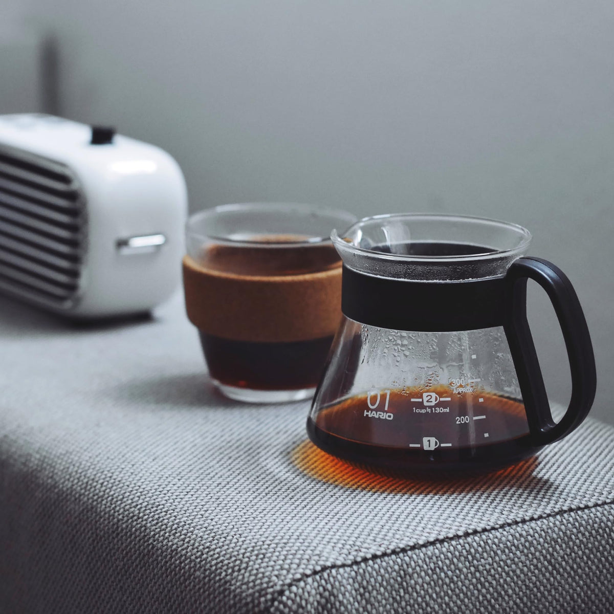Hario V60 glass range coffee server microwave safe for quick reheats.