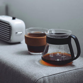 Hario V60 glass range coffee server microwave safe for quick reheats.